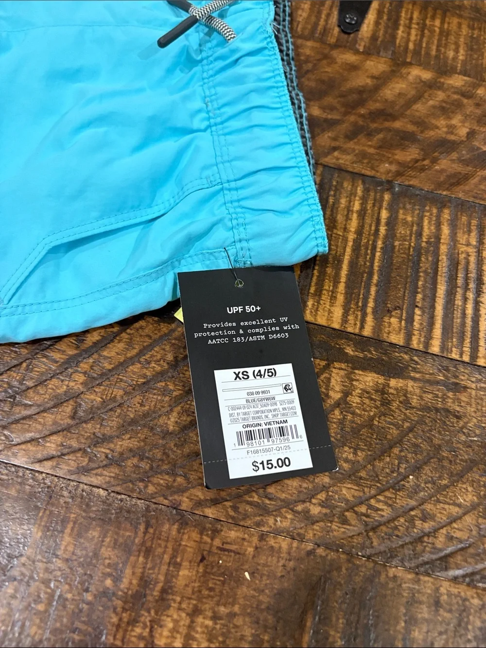 Swim Shorts with Waist Tie in blue turquoise color
